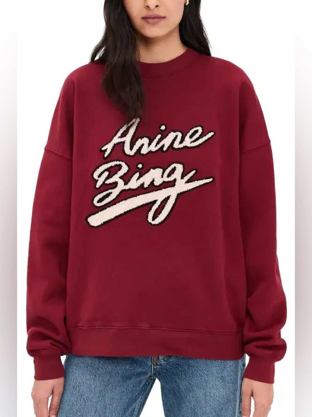 NEW NWT Anine Bing Miles Chenille Logo Sweatshirt Sz S